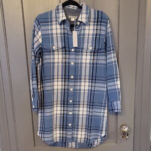 Outerknown 100% Organic Cotton Long Flannel Shirt Dress